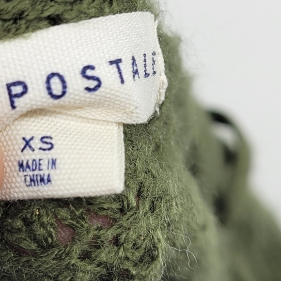 Aeropostale Green V Neck Lace Chunky Ribbed Knit Long Sleeve Stretchy Sweater XS - Picture 8 of 11